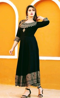Women Printed Rayon Anarkali With Dupatta (SCS42458535) - XXL , Sidhu Collection 