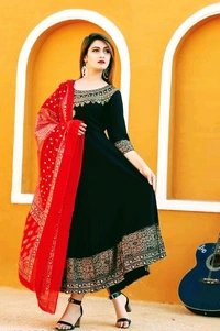 Women Printed Rayon Anarkali With Dupatta (SCS42458535) - XXL , Sidhu Collection 