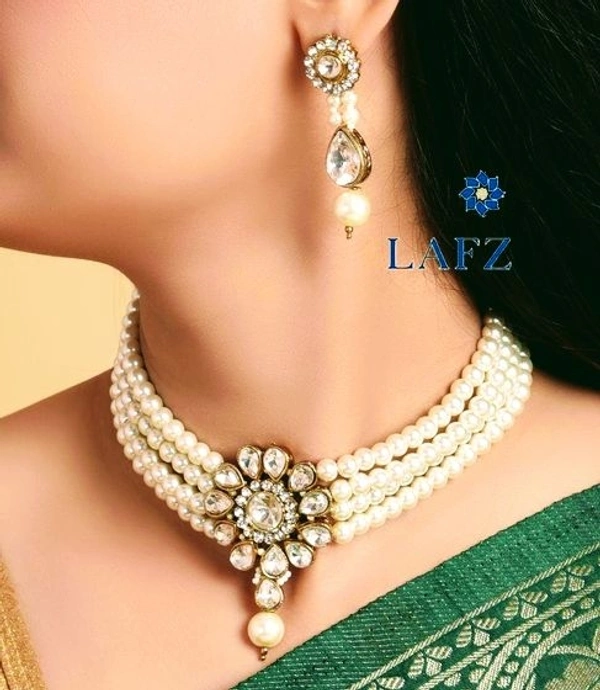  Twinkling Pearls And Stones Choker Set (SC1541112)  - Design 1, Sidhu Collection 