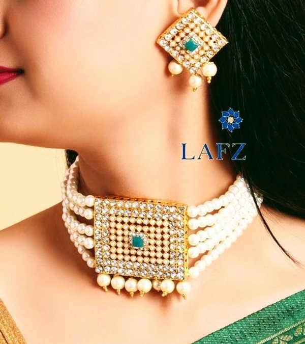  Twinkling Pearls And Stones Choker Set (SC1541112)  - Design 5, Sidhu Collection 