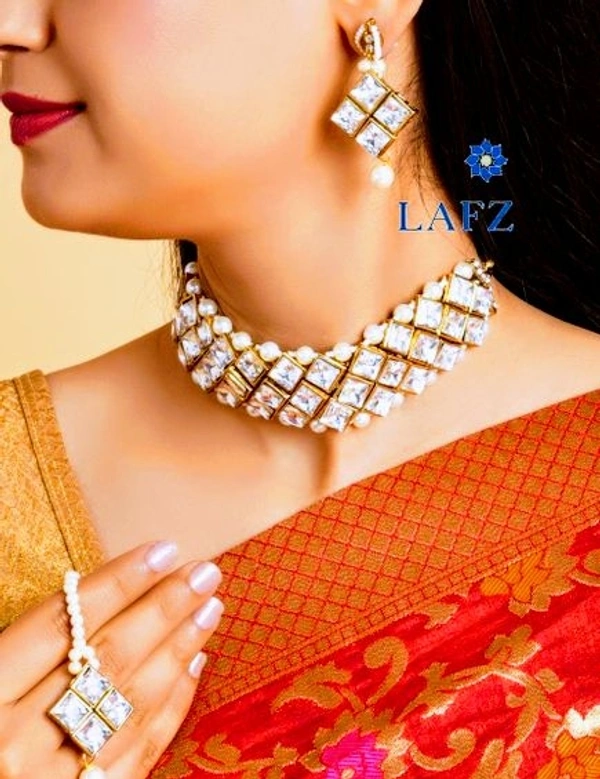  Twinkling Pearls And Stones Choker Set (SC1541112)  - Design 4, Sidhu Collection 