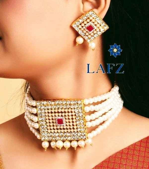  Twinkling Pearls And Stones Choker Set (SC1541112)  - Design 2, Sidhu Collection 