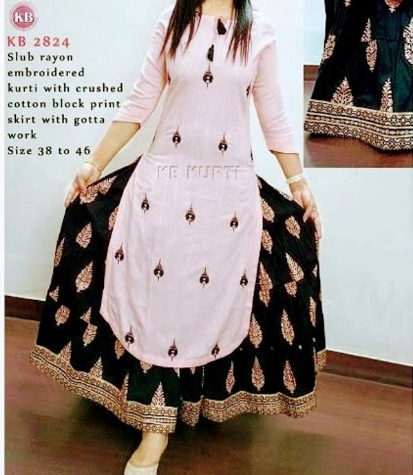 LATEST PRINTED HIGH DEMANDALE PRINTED KURTI WITH SKIRTKurta (SCS41719567)  - 5XL, Sidhu Collection 