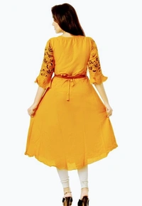 Adrika Attractive Kurtis (SCS40879126)  - Yellow , XL , Sidhu Collection 