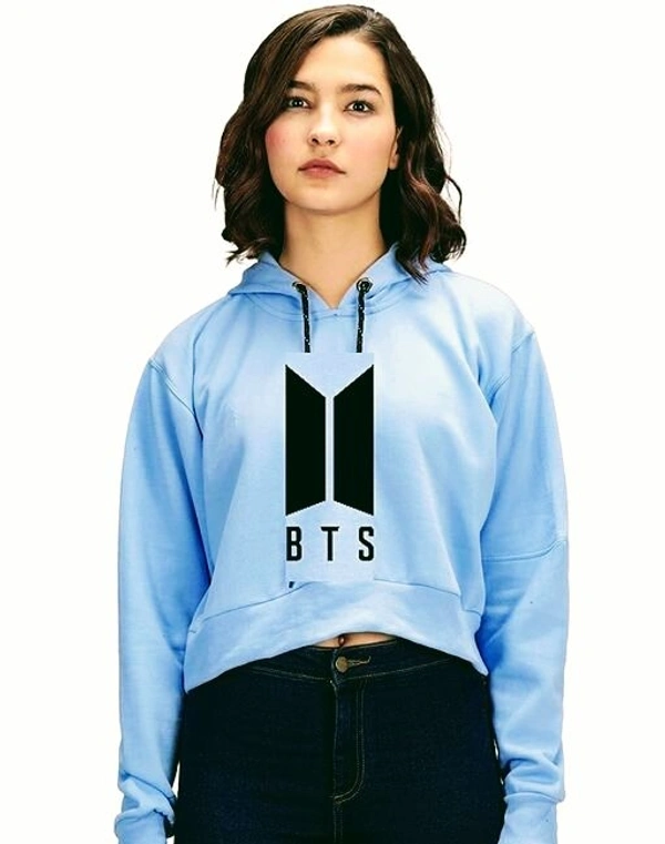 Trishikhine Women's Cotton BTS Printed Crop Hooded Sweatshirt Pack Of 2 (SCS50704269)  - L, Sidhu Collection 