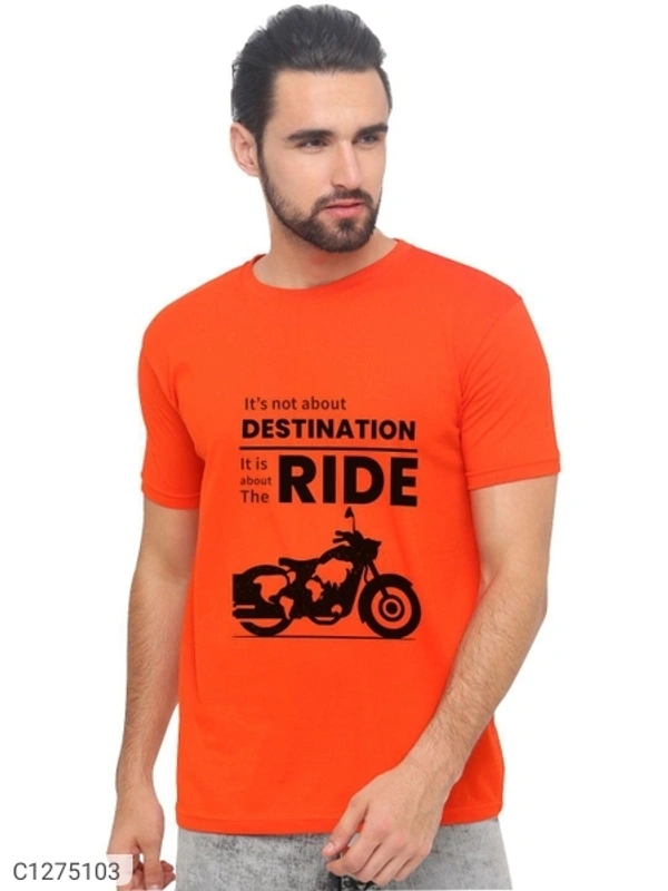 Cotton Printed Half Sleeves T-Shirts (SC1275102)  - Orange , XXL , Sidhu Collection 