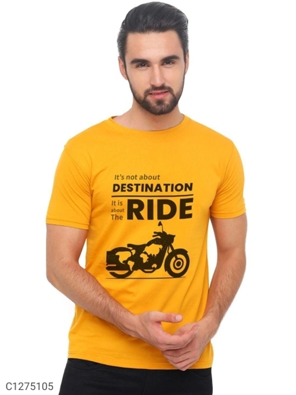 Cotton Printed Half Sleeves T-Shirts (SC1275102)  - Yellow , M, Sidhu Collection 