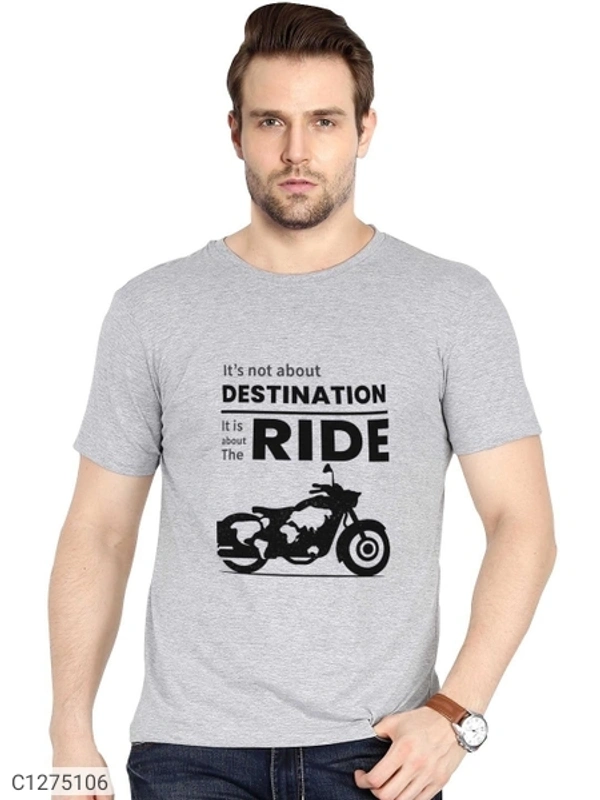 Cotton Printed Half Sleeves T-Shirts (SC1275102)  - Grey, L, Sidhu Collection 