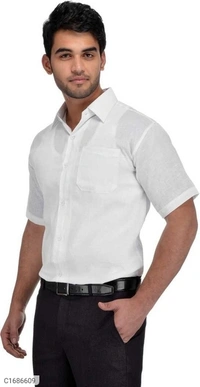 Khadi Solid Half Sleeves Regular Fit Formal Plus Size Shirts (SC1686609)  - L, Sidhu Collection 