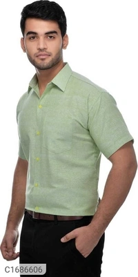 Khadi Solid Half Sleeves Regular Fit Formal Plus Size Shirts (SC1686609)  - M, Sidhu Collection 