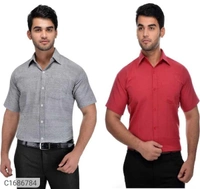  Solid Half Sleeves Regular Fit Formal Plus Size Shirts (Pack Of 2) (SC1686784)  - L, Sidhu Collection 