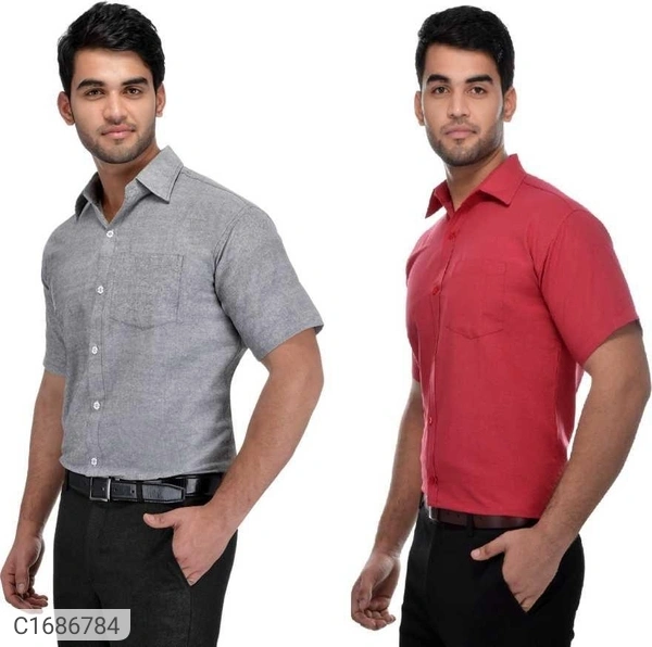  Solid Half Sleeves Regular Fit Formal Plus Size Shirts (Pack Of 2) (SC1686784)  - 3XL, Sidhu Collection 