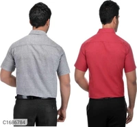  Solid Half Sleeves Regular Fit Formal Plus Size Shirts (Pack Of 2) (SC1686784)  - 3XL, Sidhu Collection 