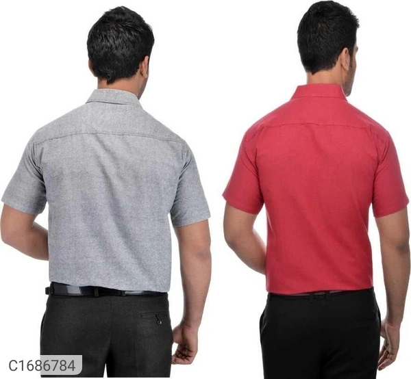  Solid Half Sleeves Regular Fit Formal Plus Size Shirts (Pack Of 2) (SC1686784)  - 3XL, Sidhu Collection 
