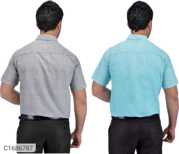  Solid Half Sleeves Regular Fit Formal Plus Size Shirts (Pack Of 2) (SC1686784)  - L, Sidhu Collection 