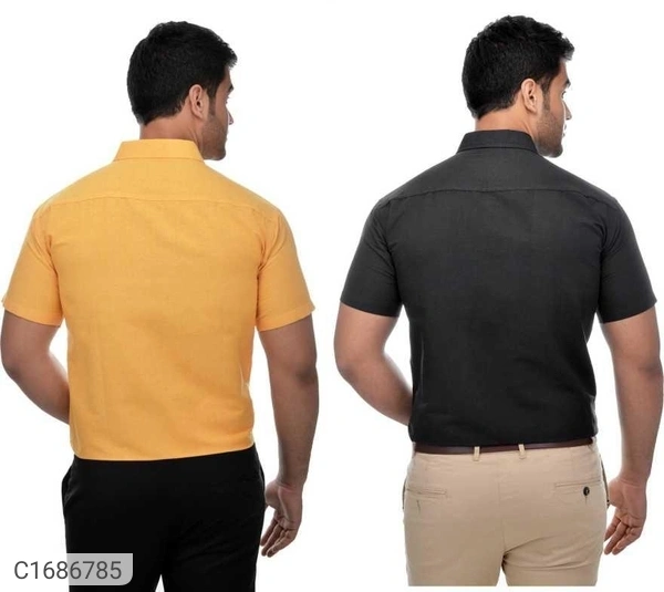  Solid Half Sleeves Regular Fit Formal Plus Size Shirts (Pack Of 2) (SC1686784)  - M, Sidhu Collection 