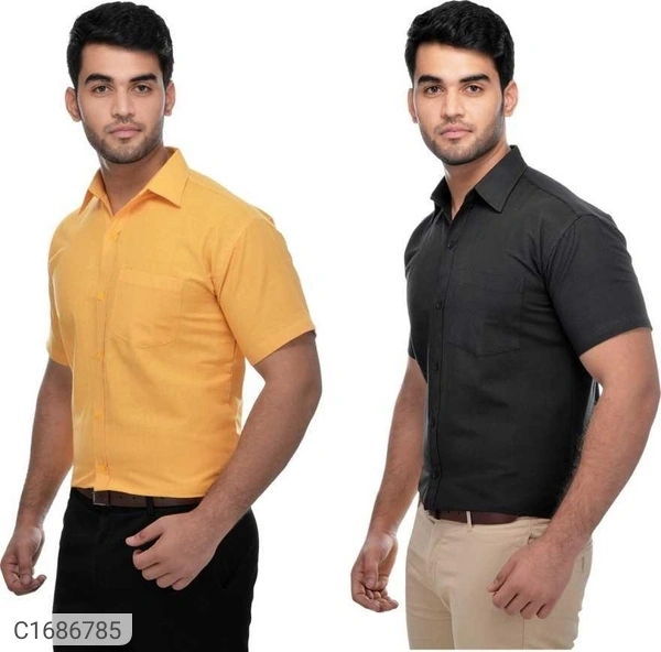  Solid Half Sleeves Regular Fit Formal Plus Size Shirts (Pack Of 2) (SC1686784)  - XL , Sidhu Collection 