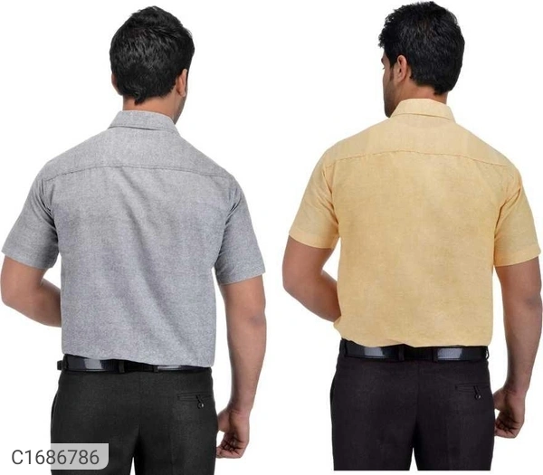  Solid Half Sleeves Regular Fit Formal Plus Size Shirts (Pack Of 2) (SC1686784)  - XL , Sidhu Collection 