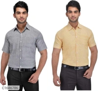  Solid Half Sleeves Regular Fit Formal Plus Size Shirts (Pack Of 2) (SC1686784)  - 3XL , Sidhu Collection 