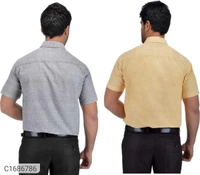  Solid Half Sleeves Regular Fit Formal Plus Size Shirts (Pack Of 2) (SC1686784)  - 3XL , Sidhu Collection 