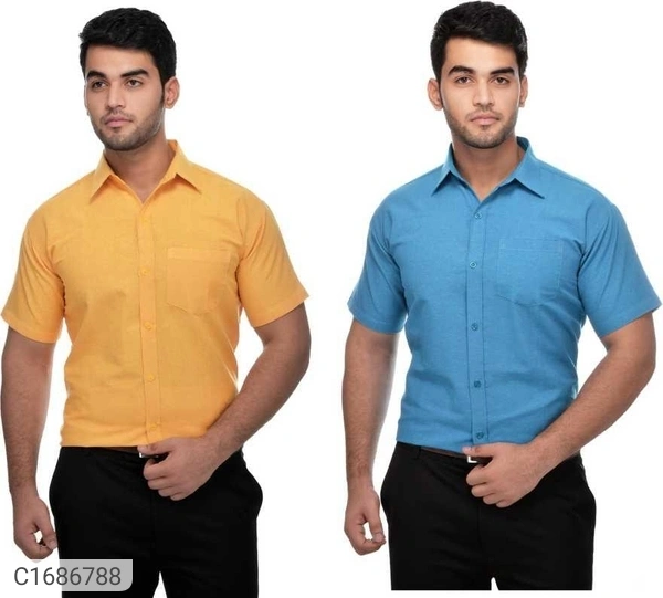  Solid Half Sleeves Regular Fit Formal Plus Size Shirts (Pack Of 2) (SC1686784)  - 3XL , Sidhu Collection 