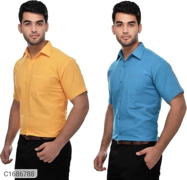  Solid Half Sleeves Regular Fit Formal Plus Size Shirts (Pack Of 2) (SC1686784)  - 3XL , Sidhu Collection 