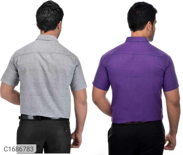 Solid Half Sleeves Regular Fit Formal Plus Size Shirts (Pack Of 2) (SC1686784)  - XL , Sidhu Collection 