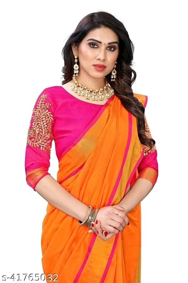 Aishani Fashionable Sarees (SCS41765032)  - Orange , Free , Sidhu Collection 