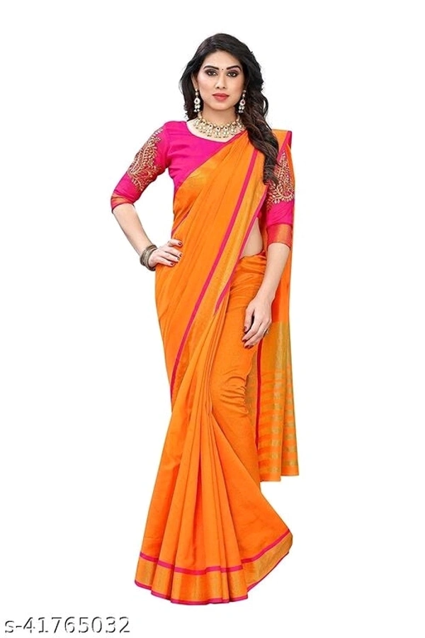 Aishani Fashionable Sarees (SCS41765032)  - Orange , Free , Sidhu Collection 