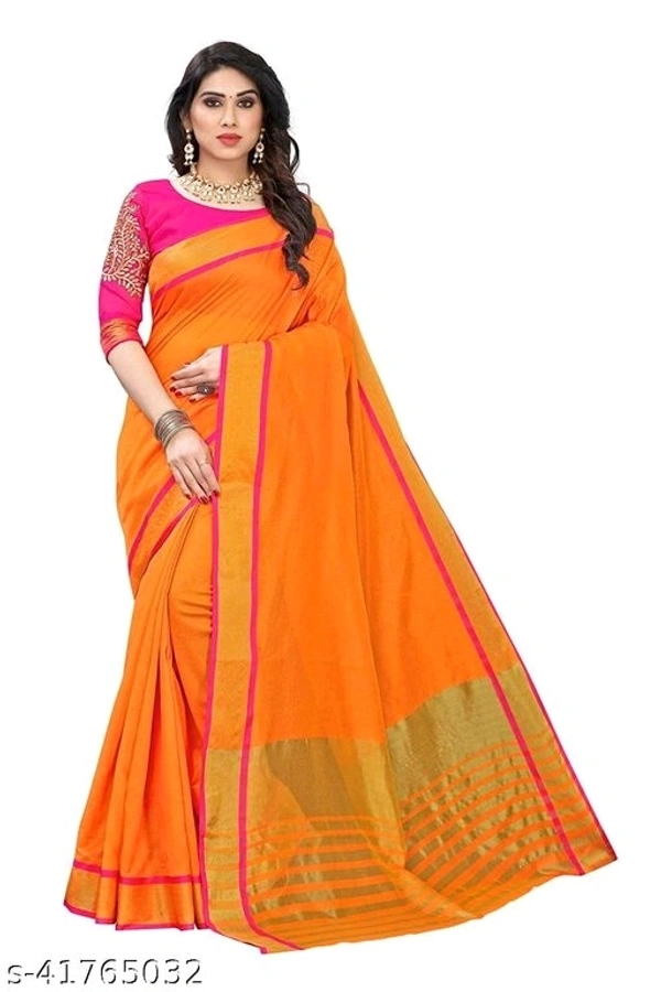 Aishani Fashionable Sarees (SCS41765032)  - Orange , Free , Sidhu Collection 