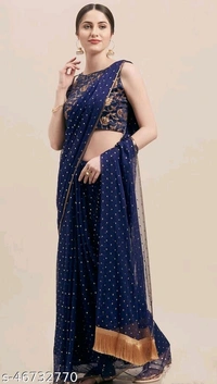 Charvi Voguish Sarees (SCS46732769)  - Navy Blue , Free, Sidhu Collection 