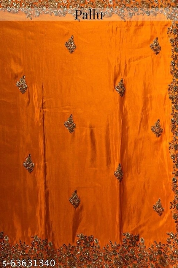 Orange Tussar Silk Embroidered Border Saree (SCS63631340)  - Orange, Free, Sidhu Collection 