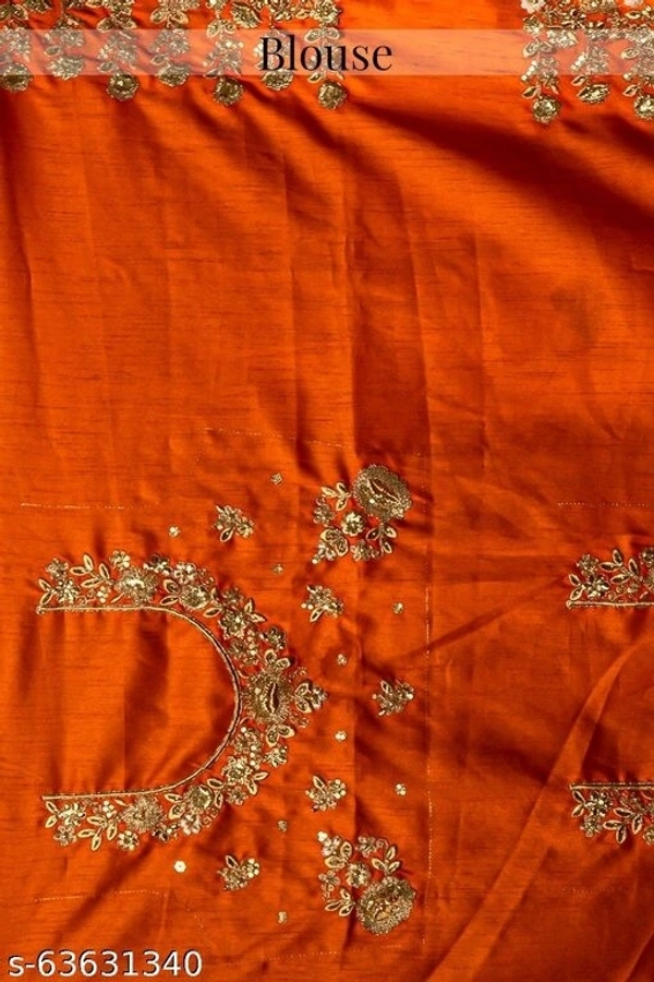 Orange Tussar Silk Embroidered Border Saree (SCS63631340)  - Orange, Free, Sidhu Collection 