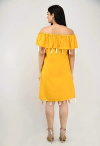 Women's Crepe Solid Short Dress (SC1674302)  - Yellow, L, Sidhu Collection 
