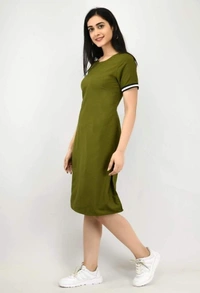 Women's Crepe Solid T-Shirt Dress (SC1674299)  - Green, XS, Sidhu Collection 