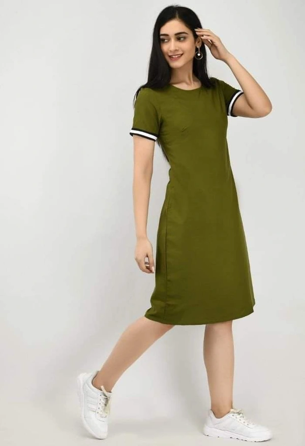 Women's Crepe Solid T-Shirt Dress (SC1674299)  - Green, XS, Sidhu Collection 