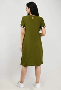 Women's Crepe Solid T-Shirt Dress (SC1674299)  - Green, S, Sidhu Collection 