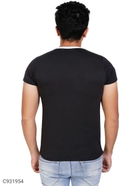  Cotton Blend Color Block T-Shirt (SC931954)  - Black , L, Sidhu Collection 