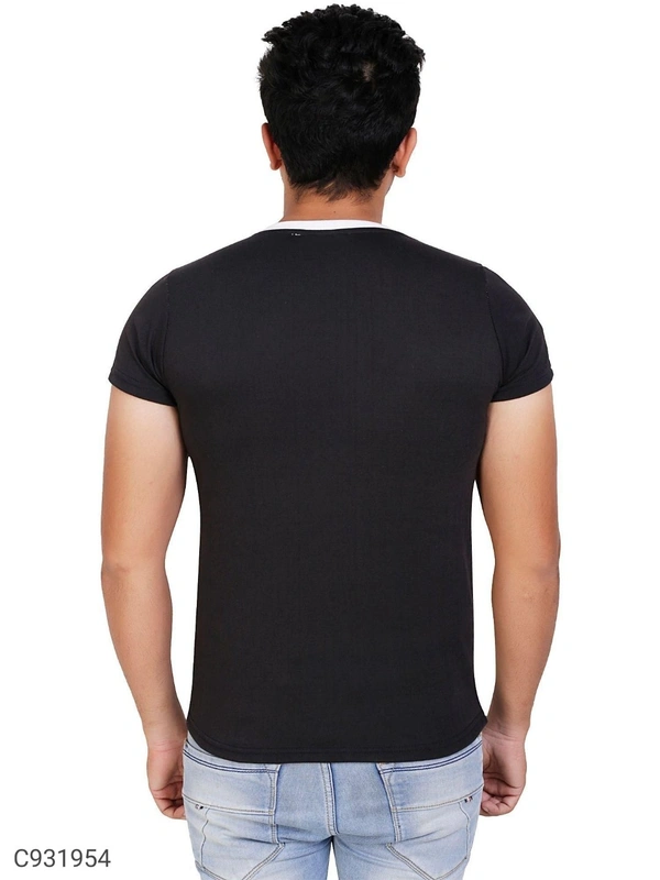  Cotton Blend Color Block T-Shirt (SC931954)  - Black , L, Sidhu Collection 