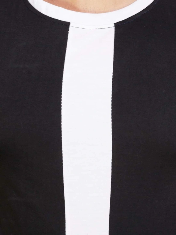  Cotton Blend Color Block T-Shirt (SC931954)  - Black , L, Sidhu Collection 