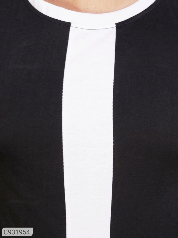  Cotton Blend Color Block T-Shirt (SC931954)  - Black, XL , Sidhu Collection 