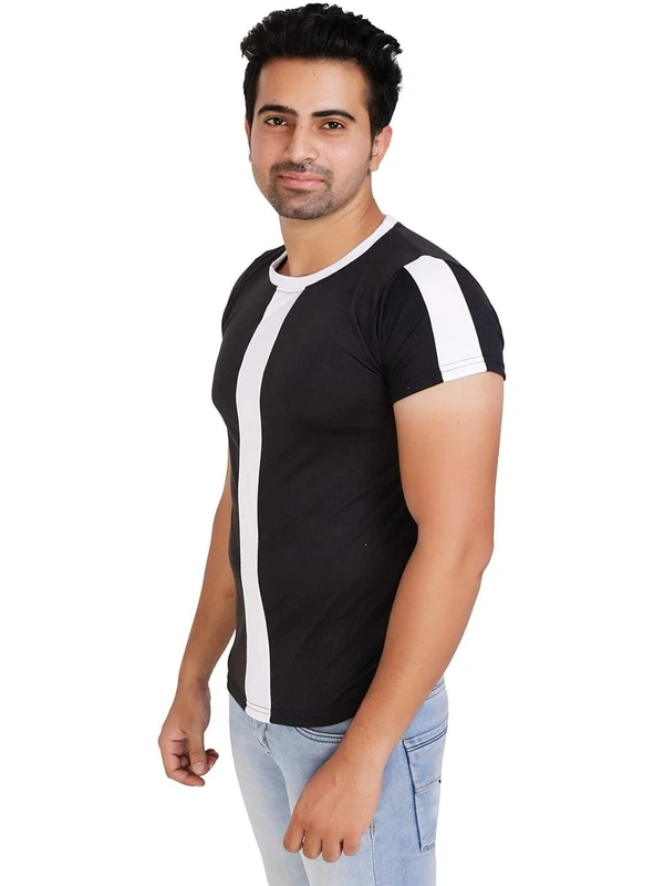  Cotton Blend Color Block T-Shirt (SC931954)  - Black, XL , Sidhu Collection 