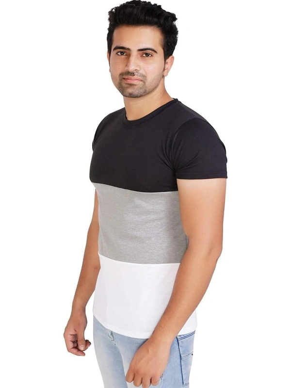 Cotton Blend Color Block T-Shirt (SC931956)  - Multi , S, Sidhu Collection 