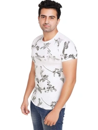 Cotton Blend Printed T-Shirt (Code: SC931957) - White , M, Sidhu Collection 