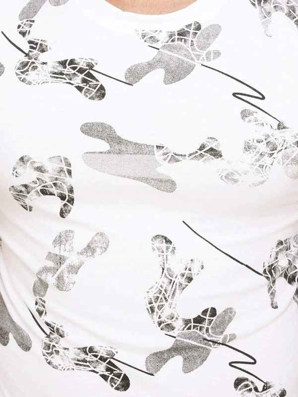 Cotton Blend Printed T-Shirt (Code: SC931957) - White , L, Sidhu Collection 
