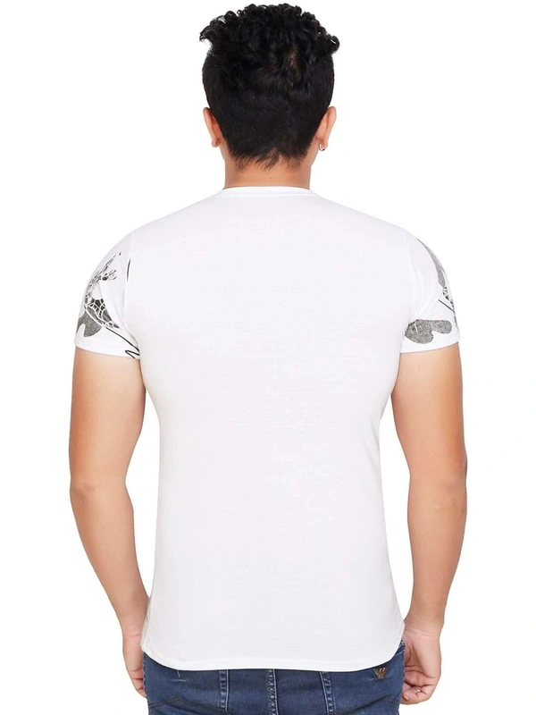 Cotton Blend Printed T-Shirt (Code: SC931957) - White , XL , Sidhu Collection 