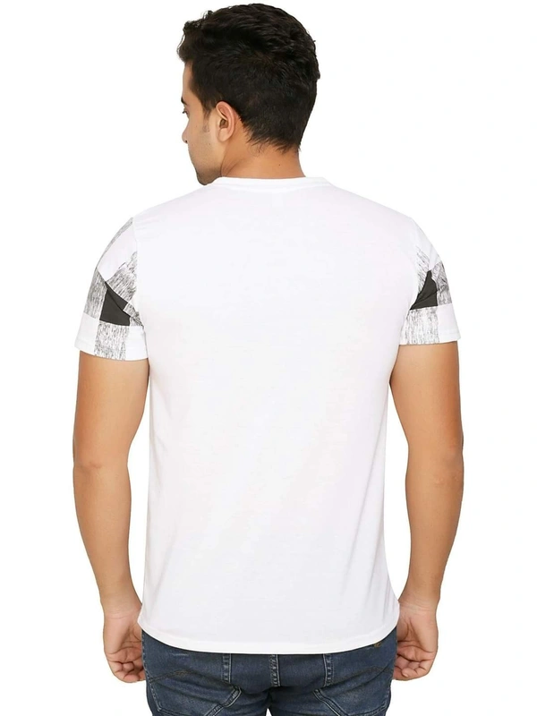 Cotton Blend Color Block T-Shirt (Code: SC931958)  - White , XL , Sidhu Collection 