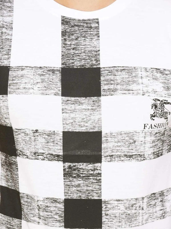 Cotton Blend Color Block T-Shirt (Code: SC931958)  - White , XL , Sidhu Collection 