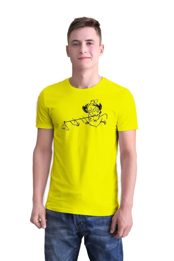 Cotton Blend Printed Half Sleeves Mens T-Shirt (Code: SC1928354)  - M, Sidhu Collection , Yellow