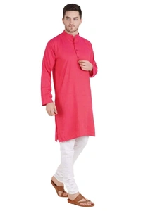 LDHSATI Cotton Blend Solid Full Sleeves Regular Fit Mens Kurta Pyjama (Code: SC1940862) - Pink , XXL , Sidhu Collection 
